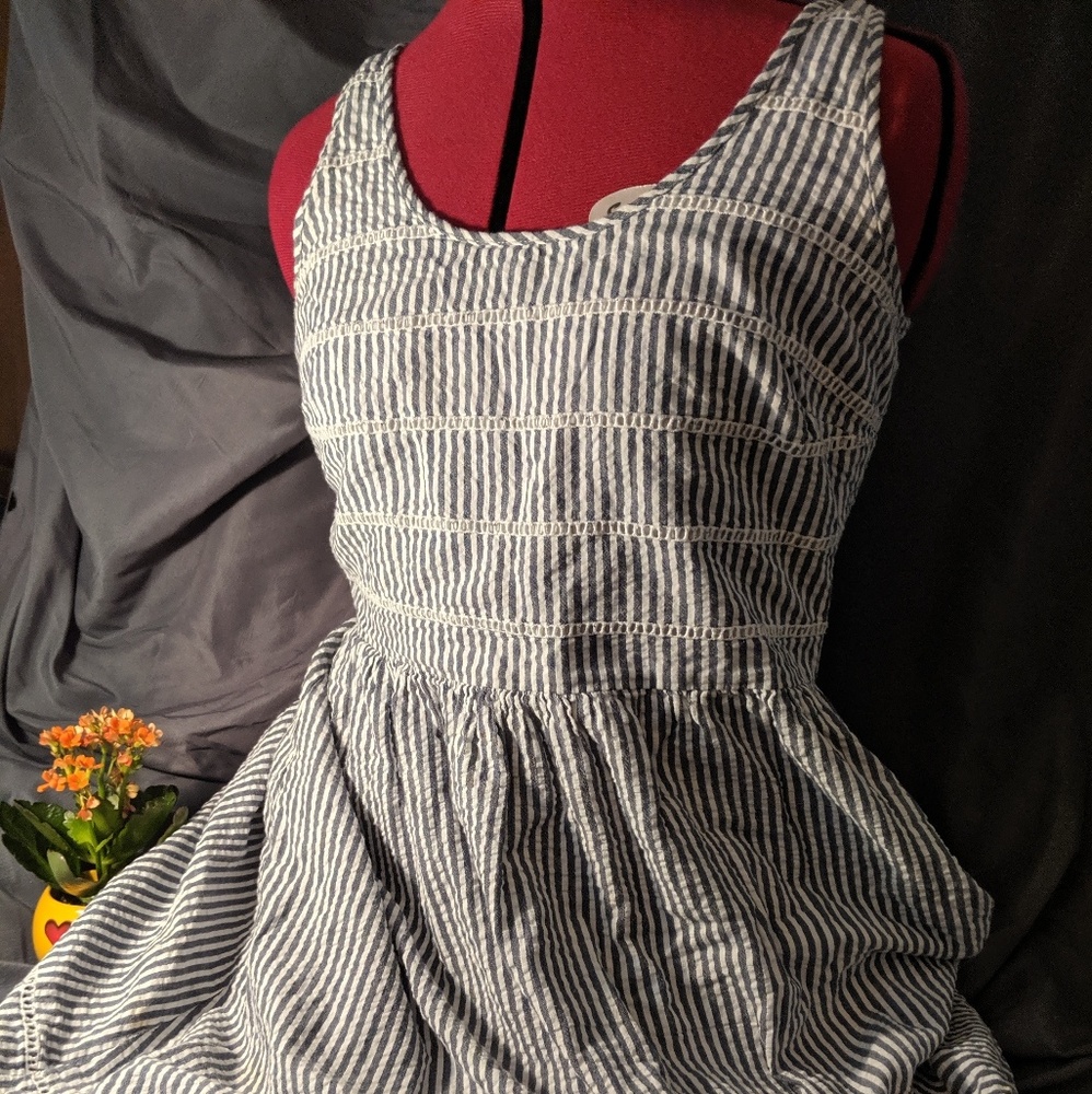 Denim and white striped dress